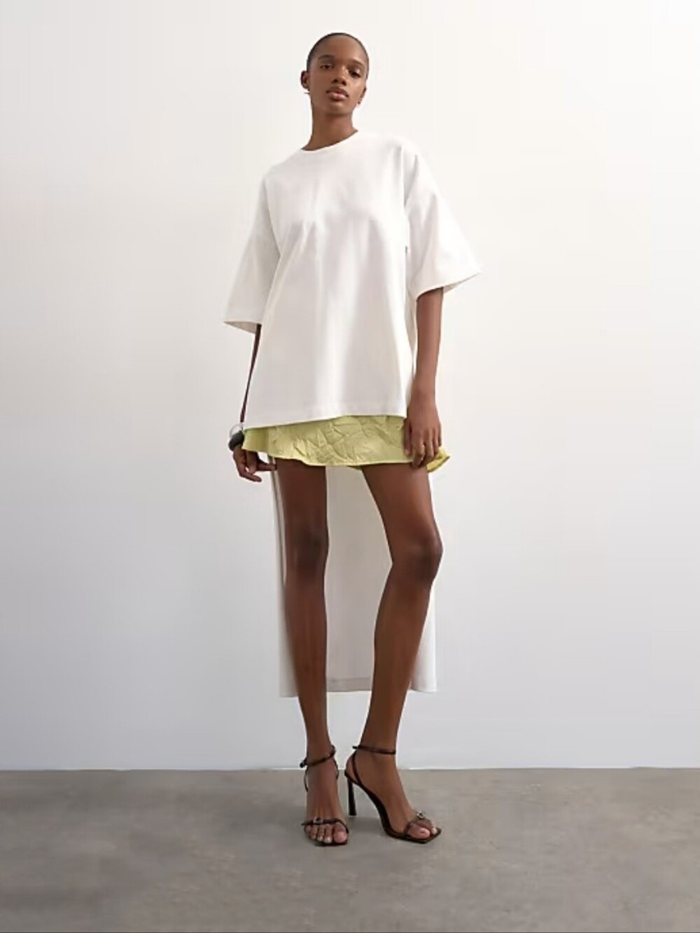 ASOS Topshop High Low Hem Oversized T-Shirt In Ivory